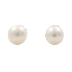 14K White Gold Natural Pearl Stud Earrings 5mm