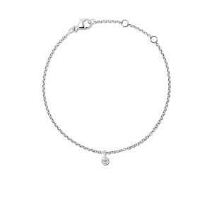 Rachel Koen Delicate Round Diamond Chain Bracelet 18K White Gold 0.10 cttw