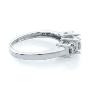 Rachel Koen 14K White Gold Diamond Three Stone Engagement Ring 0.50ct Size 4.5