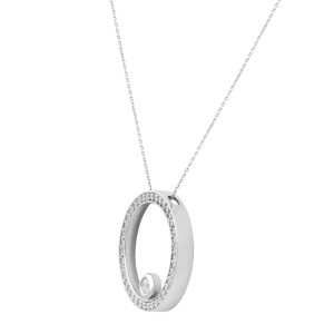 Rachel Koen 18K White Gold Open Circle Diamond Pendant 1.38cts