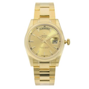 Rolex Day-Date 36mm 18K Yellow Gold Champagne Dial Automatic Mens Watch 118208