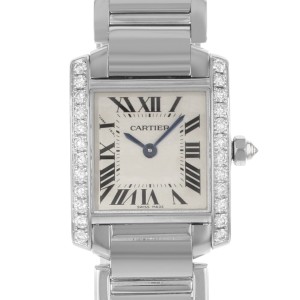 Cartier Tank Francaise 18K White Gold Diamond Quartz Ladies Watch WE1002S3