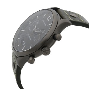 Movado Heritage Gunmetal Steel Green Leather Black Dial Quartz Watch 3650029