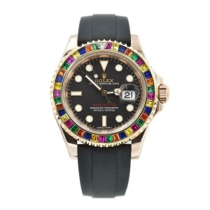 Rolex Yacht-Master Rainbow Sapphires Everose Gold Automatic Mens Watch 116695