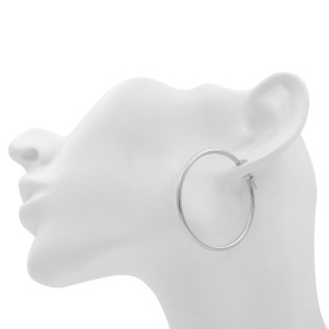  Rachel Koen 14K White Gold Medium Hoop Earrings 1.5inch