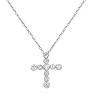 Tiffany & Co Paloma Picasso 18K White Gold Diamond Cross Pendant 0.30cttw 