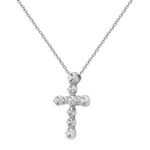 Tiffany & Co Paloma Picasso 18K White Gold Diamond Cross Pendant 0.30cttw 