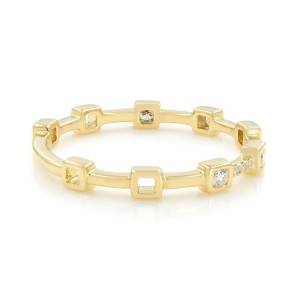 Rachel Koen14K Yellow Gold Diamond Bezel &  Pave Set Band Ring 0.12cttw Size 7