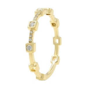 Rachel Koen14K Yellow Gold Diamond Bezel &  Pave Set Band Ring 0.12cttw Size 7