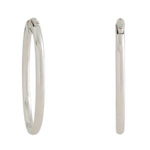 Rachel Koen 18K White Gold Pave Diamond Small Hoop Earrings 3.50cttw
