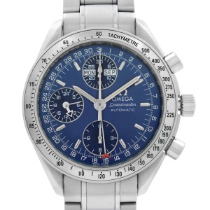 Omega Speedmaster 39mm Chrono Steel Blue Dial Mens Automatic Watch 3523.80.00