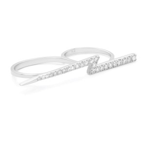 Rachel Koen 14k White Gold Diamond Two Finger Trendy Ring 0.54cttw 