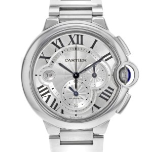 Cartier Ballon Bleu Chronograph Steel Silver Dial Automatic Mens Watch W6920002
