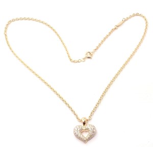  Van Cleef & Arpels 18k Yellow Gold Diamond Heart Pendant Necklace