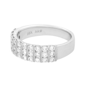 18K White Gold Diamond Channel Set Milgrain Wedding Band Ring 1.05cttw Size 7 