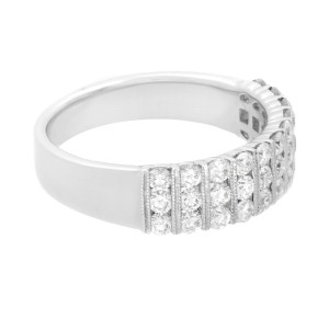 18K White Gold Diamond Channel Set Milgrain Wedding Band Ring 1.05cttw Size 7 