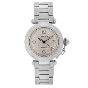 Cartier Pasha 35mm Steel Silver Arabic Dial Automatic Midsize Watch W31023M7