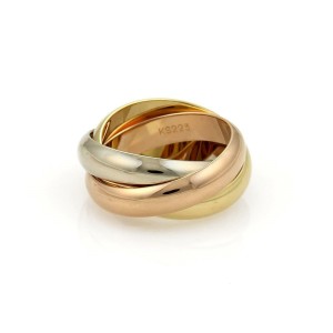 Cartier TRINITY 18k Tricolor Gold 4.5mm Rolling Band Ring Size 