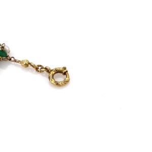 Vintage 18k Yellow Gold Emerald & Pearl Fancy Beaded Bracelet