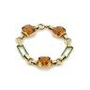 Vintage Citrine & Enamel 14k Yellow Gold Fancy Link Bracelet