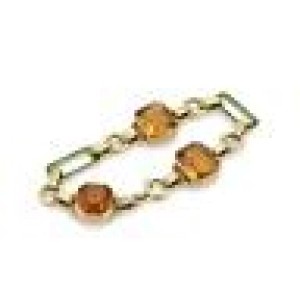 Vintage Citrine & Enamel 14k Yellow Gold Fancy Link Bracelet