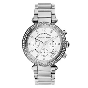 Michael Kors Parker 39mm Steel Silver Dial Crystals Quartz Ladies Watch 