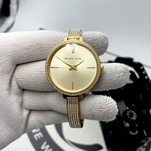 Michael Kors Jaryn 36mm Gold Tone Steel Crystals Quartz Ladies Watch 