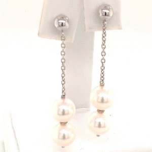 Akoya Pearl Earrings 14 KT Gold 8.30 mm Certified $999  