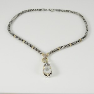 Lagos Glacier Sterling Silver White Topaz, Diamond Necklace