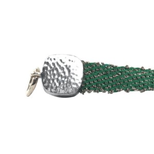 Ippolita 925 Sterling Silver with Green Mesh Hammered Stone Toggle Clasp Bracelet