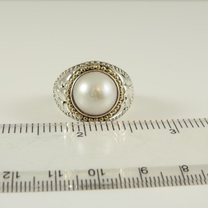 Effy Sterling Silver 18K Yellow Gold Mabe Pearl Dome Ring
