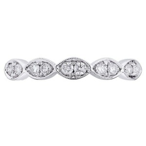 Rachel Koen 18K White Gold 0.25cts Genuine Diamond Pave Ladies Ring Size 6.5