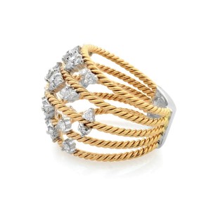 Rachel Koen 18K Rose and White Gold Diamond Cocktail Ring 1.00ct Size 7