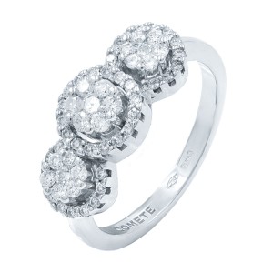 Rachel Koen Three Stone Style Cluster Diamond Ring 18K Gold 0.51cttw Size 6.5