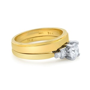 Rachel Koen Two Piece Diamond Engagement Ring Set 18K Yellow Gold 0.45cts Size 6