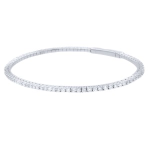 Rachel Koen 1.78ct Carat Prong-Set Flexible Diamond Bangle Bracelet White Gold