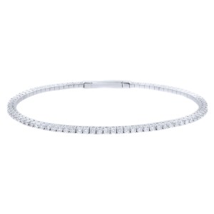 Rachel Koen 1.78ct Carat Prong-Set Flexible Diamond Bangle Bracelet White Gold