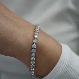 Rachel Koen Ladies Diamond Tennis Bracelet Round Diamonds 9.75 cttw  White Gold