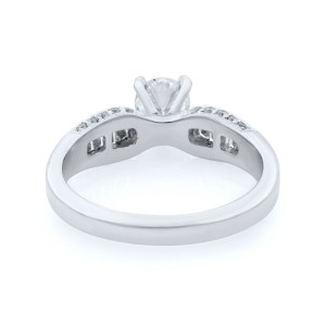 Rachel Koen 18K White Gold Round & Baguettes Engagement Ring 1.03 cts
