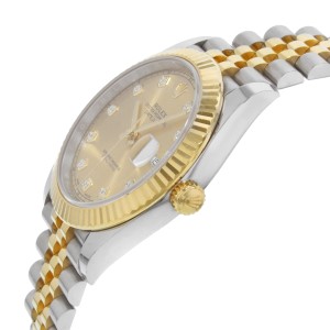 Rolex Datejust 41 Steel 18K Yellow Gold Champagne Diamond Dial Mens Watch 126333