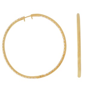 Rachel Koen 18K Yellow Gold Pave Diamond Large Hoop Earrings 5.25cttw