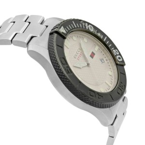 Gucci G-Timeless Silver Checkered Dial Steel Plastic Mens Quartz Watch YA126250