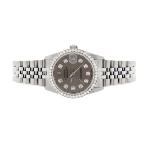 Rolex Datejust Midsize 31MM Automatic Stainless Steel Women's Watch w/Chocolate Dial & Diamond Bezel