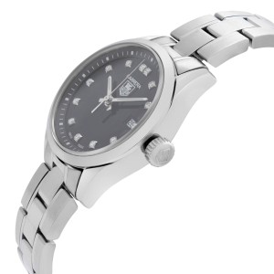 TAG Heuer Carrera Steel Diamonds Black Dial Quartz Ladies Watch WV1410.BA0793