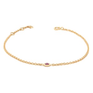 Rachel Koen 14k Yellow Gold Single Bezel Pink Ruby Ladies Bracelet 