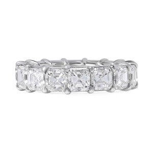 Platinum Asscher Cut Diamond Eternity Wedding Band Ring 8.13cttw Size 6