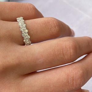 Rachel Koen 14K White Gold Diamond Half Way Band Size 6.5 1.16cttw