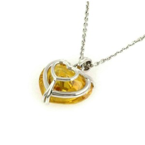 Chopard Happy Diamond Yellow Stone Heart 18k White Gold Pendant w/Cert