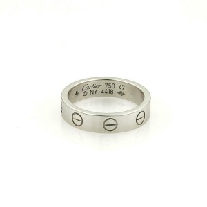 Cartier Mini Love 1 Diamond 18k White Gold 4mm Band Ring Size 
