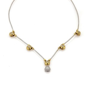 Charriol Diamond 18k Two Tone Gold Dot Station Cable Necklace